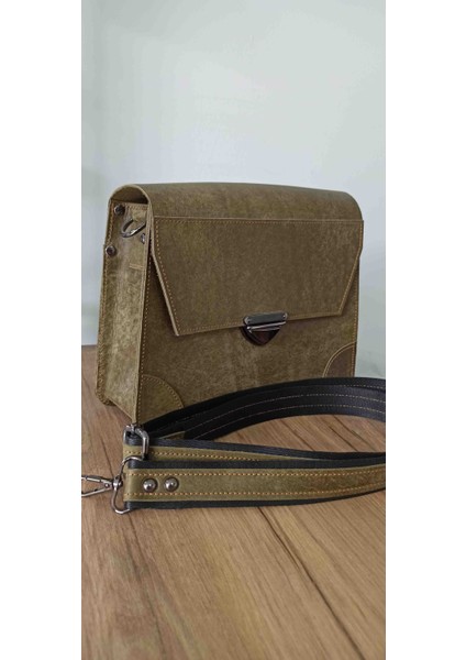 Gerçek Deri Pueblo Haki Kol Çantası