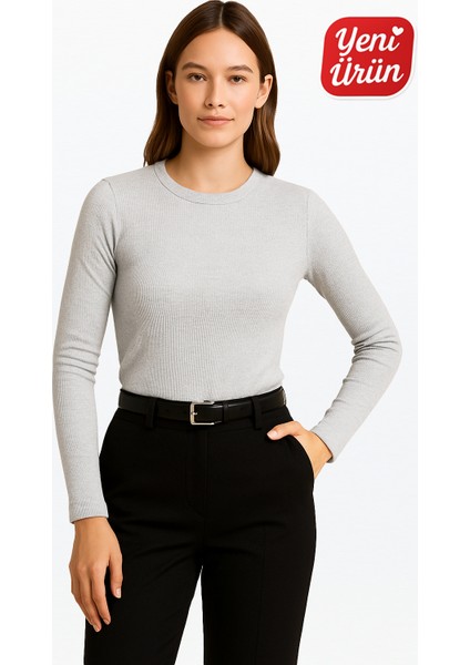 Bisiklet Yaka Uzun Kol Fitilli Bluz