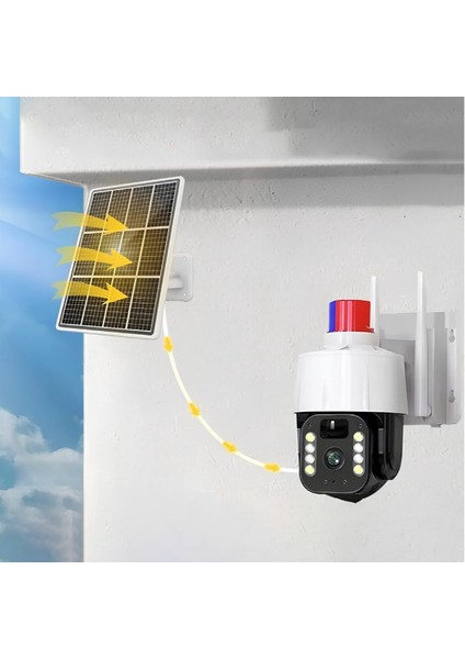 Güneş Enerjili Alarmlı Çakarlı Dış Mekan Güvenlik Kamerası