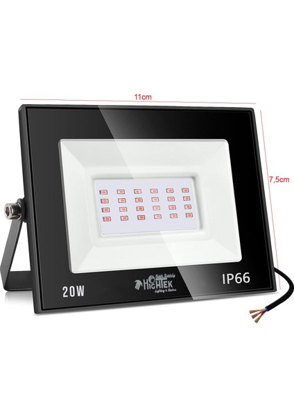 LED Projektör 20W 24 Smd Slim Kırmızı IP66 Hıghtek HT-0311