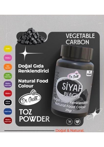 Doğal Toz Gıda Boyası Dr.gusto 25 gr Siyah