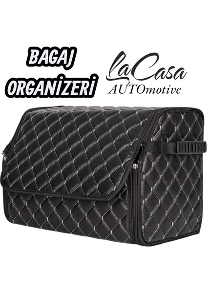 Lacasa Automotive Bagaj Organizeri,bagaj Çantası,bagaj Düzenleyici Kapitone Deri Çanta (40CM)