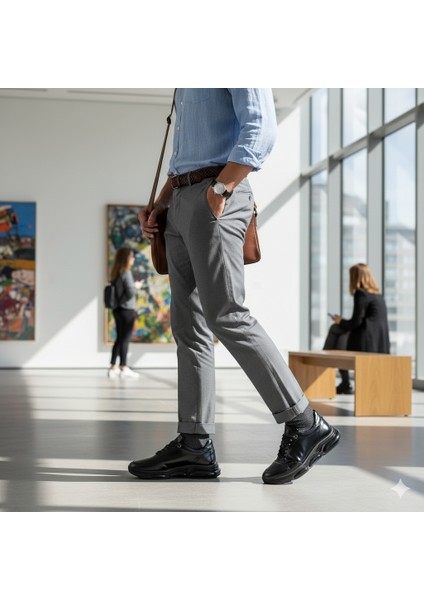 Siyah Sneakers Hakiki Deri Erkek Ayakkabı fırsatları