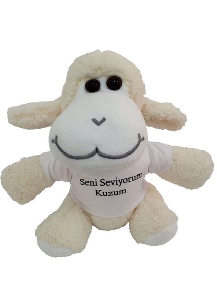 Seni Seviyorum Kuzum Tişörtlü Peluş Kuzu Oyuncak