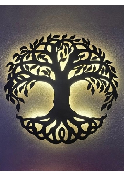 Doğa Temalı Ahşap Ağaç LED Işıklı Tablo – El Yapımı Dekor & Hediye Seçeneği