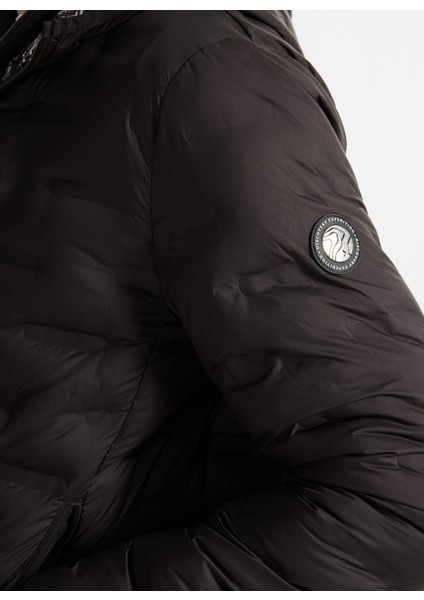 D5WM-MNT3730 Siyah Kapüşon Yaka Basic Kapitone Erkek Şişme Mont fırsatları