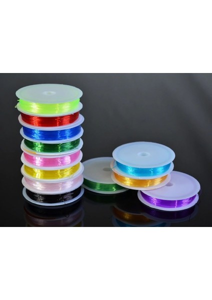 Lastikli Misina Ip Karışık Renkli 0.8 mm 10 Adet