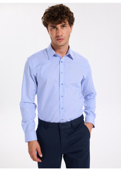 Slim Fit Sumos Yaka Çizgili Koyu Mavi Erkek Gömlek F5WM-GML 2582 fiyatları