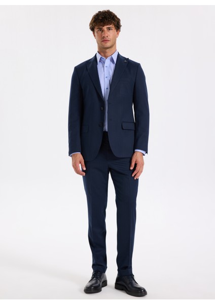 Slim Fit Sumos Yaka Çizgili Koyu Mavi Erkek Gömlek F5WM-GML 2582 modelleri