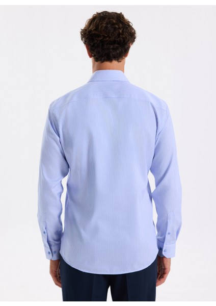 Slim Fit Sumos Yaka Çizgili Koyu Mavi Erkek Gömlek F5WM-GML 2582 indirimleri