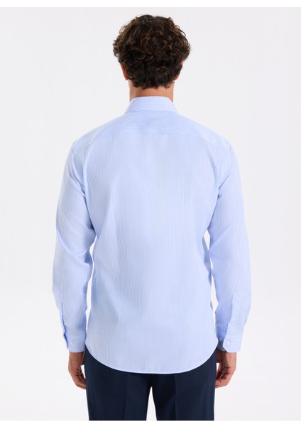Slim Fit Sumos Yaka Çizgili Açık Mavi Erkek Gömlek F5WM-GML 2582 fırsatları