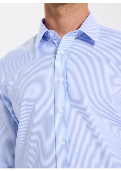 Slim Fit Sumos Yaka Çizgili Açık Mavi Erkek Gömlek F5WM-GML 2582 indirimleri