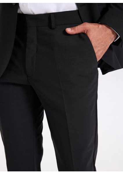 Normal Bel Slim Fit Siyah Erkek Takım Elbise Oxford- 2- P- B- Cıty