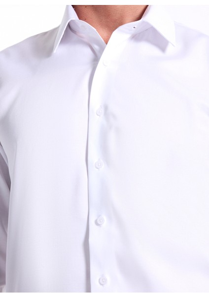 Slim Fit Sumos Yaka Düz Beyaz Erkek Gömlek F5WM-GML 2581 fırsatları