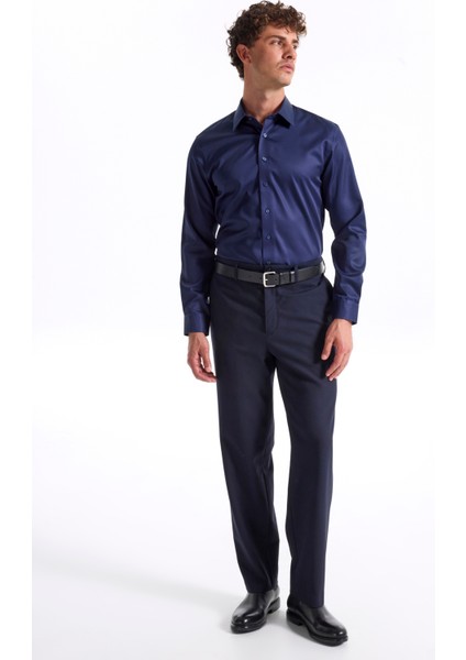 Slim Fit Sumos Yaka Düz Lacivert Erkek Gömlek F5WM-GML 2581 fiyatları