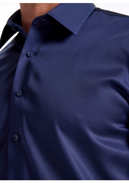Slim Fit Sumos Yaka Düz Lacivert Erkek Gömlek F5WM-GML 2581 fırsatları