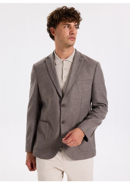 Slim Fit Vizon Erkek Diyagonal Ceket Leka modelleri