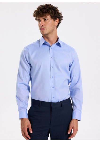 Slim Fit Sumos Yaka Armürlü Mavi Erkek Gömlek F5WM-GML 2580 fiyatları