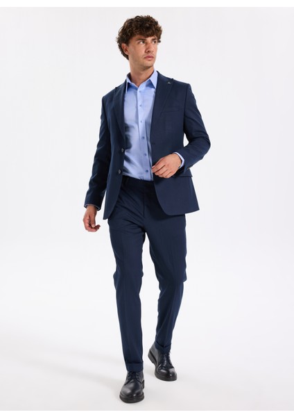 Slim Fit Sumos Yaka Armürlü Mavi Erkek Gömlek F5WM-GML 2580 modelleri