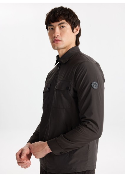 D5WM-GML3710 Antrasit Relaxed Düz Erkek Gömlek