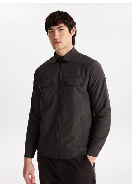 D5WM-GML3710 Antrasit Relaxed Düz Erkek Gömlek fırsatları