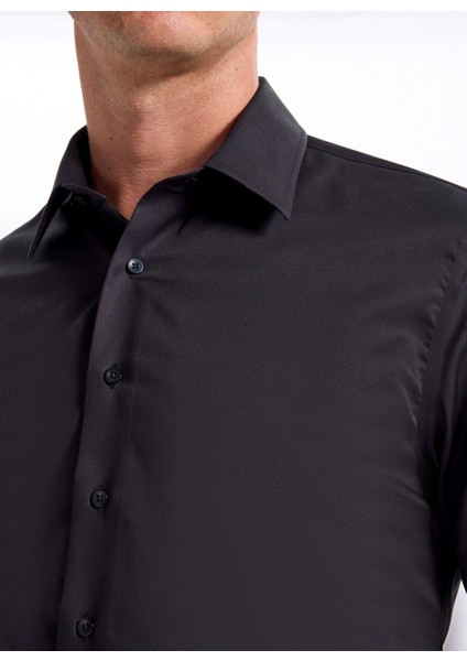 Slim Fit Sumos Yaka Düz Siyah Erkek Gömlek F5WM-GML 2581 fırsatları
