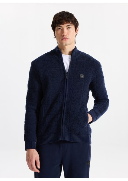 D5WM-HRK3766 Lacivert Relaxed Düz Erkek Hırka