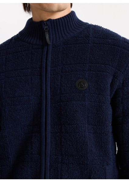 D5WM-HRK3766 Lacivert Relaxed Düz Erkek Hırka fırsatları