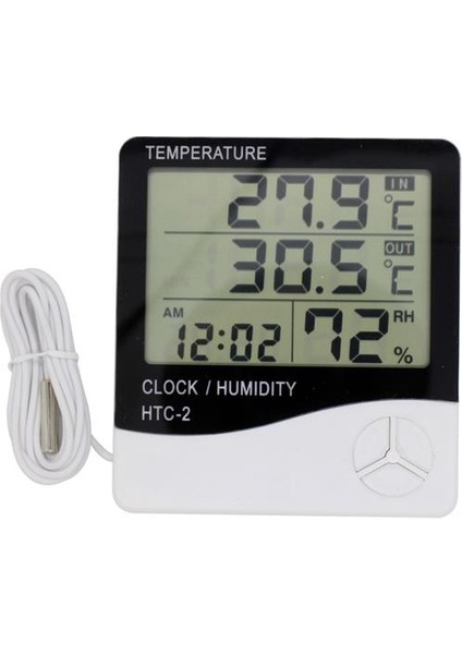 İç Ve Dış Ortam Sıcaklığını Ölçebilen Lcd Ekran Saat Göstergeli Alarmlı Nem Ölçer Termometre (4915) Go-53-vice/(1395)