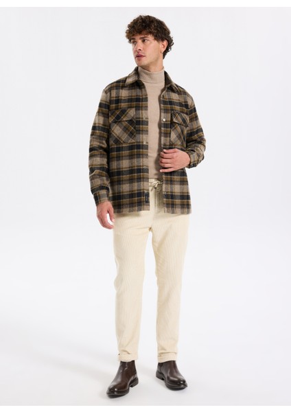 Bağlamalı Bel Duble Paça Jogger Ekru Erkek Pantolon F5WM-PNT 2414