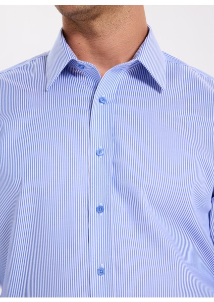 Slim Fit Sumos Yaka Çizgili Koyu Mavi Erkek Gömlek F5WM-GML 2582 fırsatları