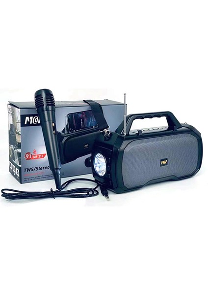 -217 Taşınabilir Solar Şarjlı Bluetooth Hoparlör Mikrofonlu El Fenerli