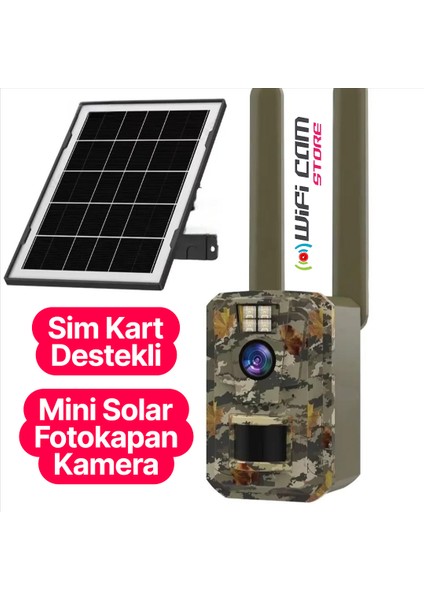 Sim Kartlı ve Güneş Panelli Mini Kamuflaj Fotokapan Kamera