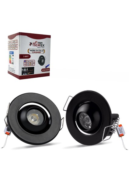 Cob LED Spot Beyaz 3W 5cm 2 Adet Hıghtek HT-0656