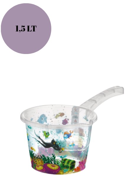 Bebek Banyo Seti Şeffaf Balık Desenli Küvet Kova Maşrapa Seti Şeffaf Renk fırsatları