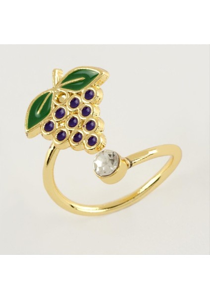 Techmrt Üzüm Mineli Taşlı Eklem Yüzük 1 Adet-Sarı