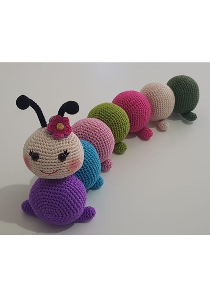 Gülen Tırtıl Amigurumi Organik Oyuncak