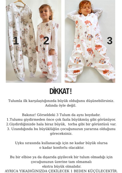 Kışlık Çocuk Uyku Tulumu 1 Tog Organik Pamuklu Kolsuz Pazen