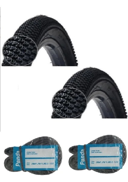 20 Jant 20X2.10 D2098 Bisiklet Dış Lastiği x 2 Adet + Panda Iç Lastik Seti
