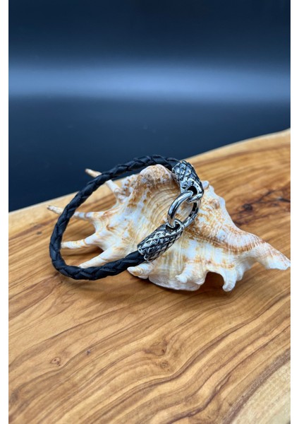 Erkek Deri Örgü Bileklik – Paslanmaz Çelik Kanca Tasarım Bileklik modelleri