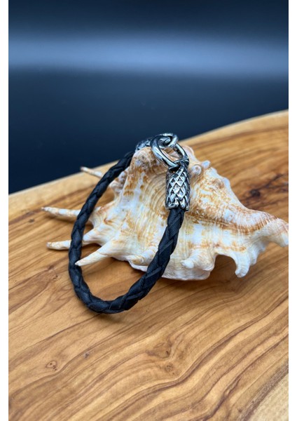 Erkek Deri Örgü Bileklik – Paslanmaz Çelik Kanca Tasarım Bileklik fırsatları