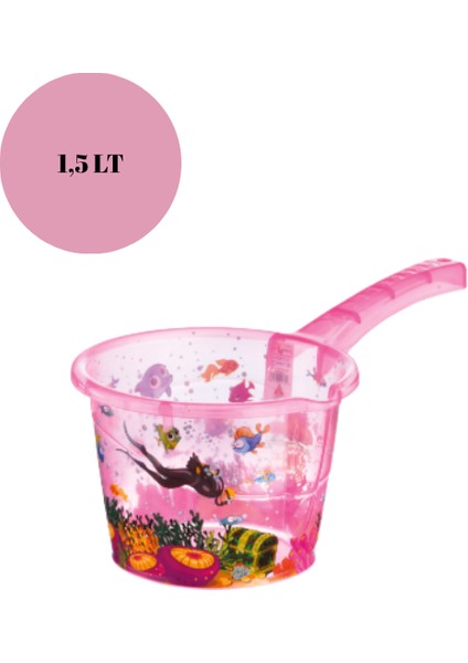 Bebek Banyo Seti Şeffaf Balık Desenli Küvet Kova Maşrapa Seti Pembe Renk fırsatları