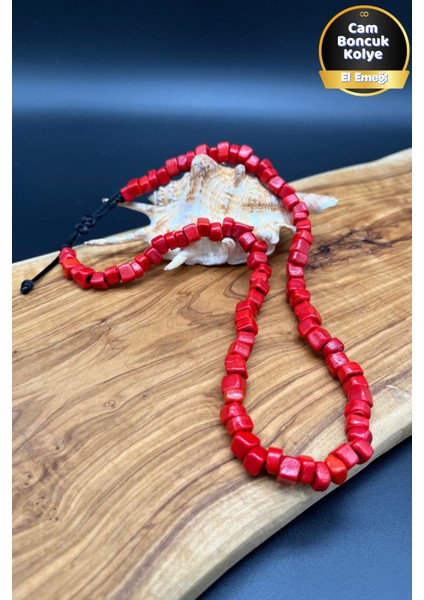 🔥 Bodrum Ateşi – Kırmızı Cam Boncuk Ayarlanabilir Kolye