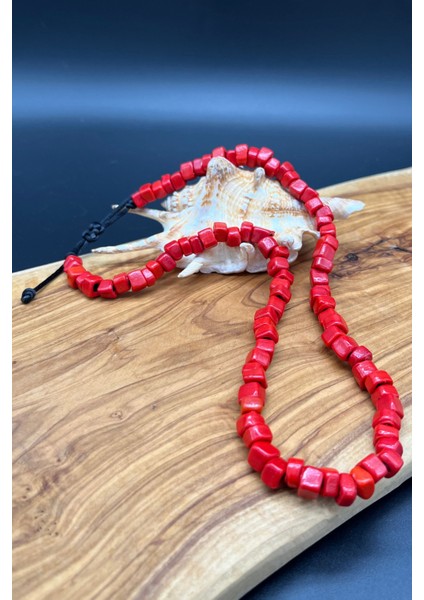 🔥 Bodrum Ateşi – Kırmızı Cam Boncuk Ayarlanabilir Kolye fiyatları