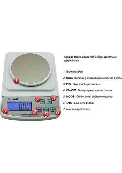 Sf 400C Plus Dijital Terazi 600GR / 0.01GR (4915) indirimleri