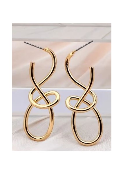 Şık Altın Tonlu Düğümlü Halka Küpeler fiyatları