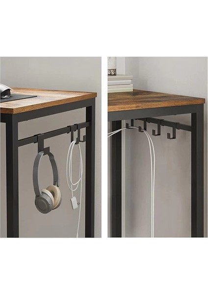 Bilgisayar Masası, 8 Kancalı Ofis Masası, 120 x 60 x 75 Cm, Metal, Endüstriyel Tasarım