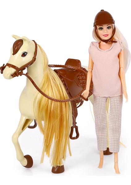 Jasmine Atlı Bebek Bej-Kahve Kız Erkek Çocuk Oyuncak Eğitici Oyuncaklar fiyatları