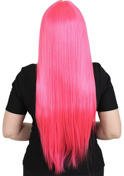 Uzun Kahküllü Fiber Sentetik Peruk / Neon Pembe fırsatları