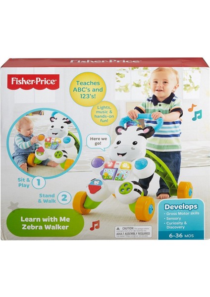 DLD80 Fisher-Price® Melodili Zebra Yürüteç Kız Erkek Çocuk Oyuncak Eğitici Oyuncaklar